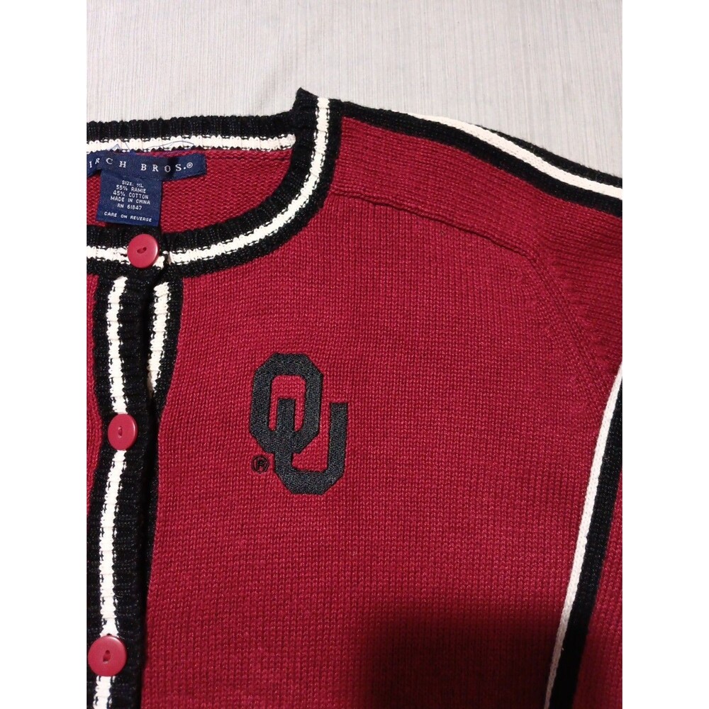 Vintage Birch Bros Embroidered Oklahoma Sooners Sweater XL Red - Picture 3 of 7